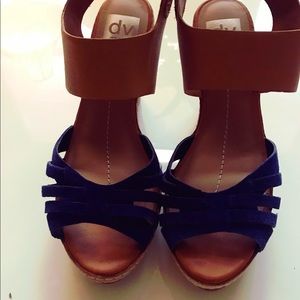 Dolce Vita Navy Blue & Tan Wedges